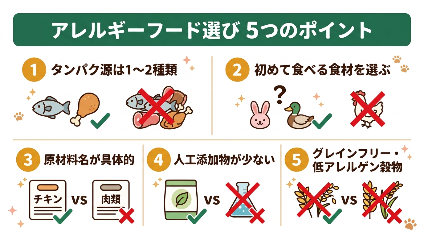 アレルギーフード選び5つのポイント|図解