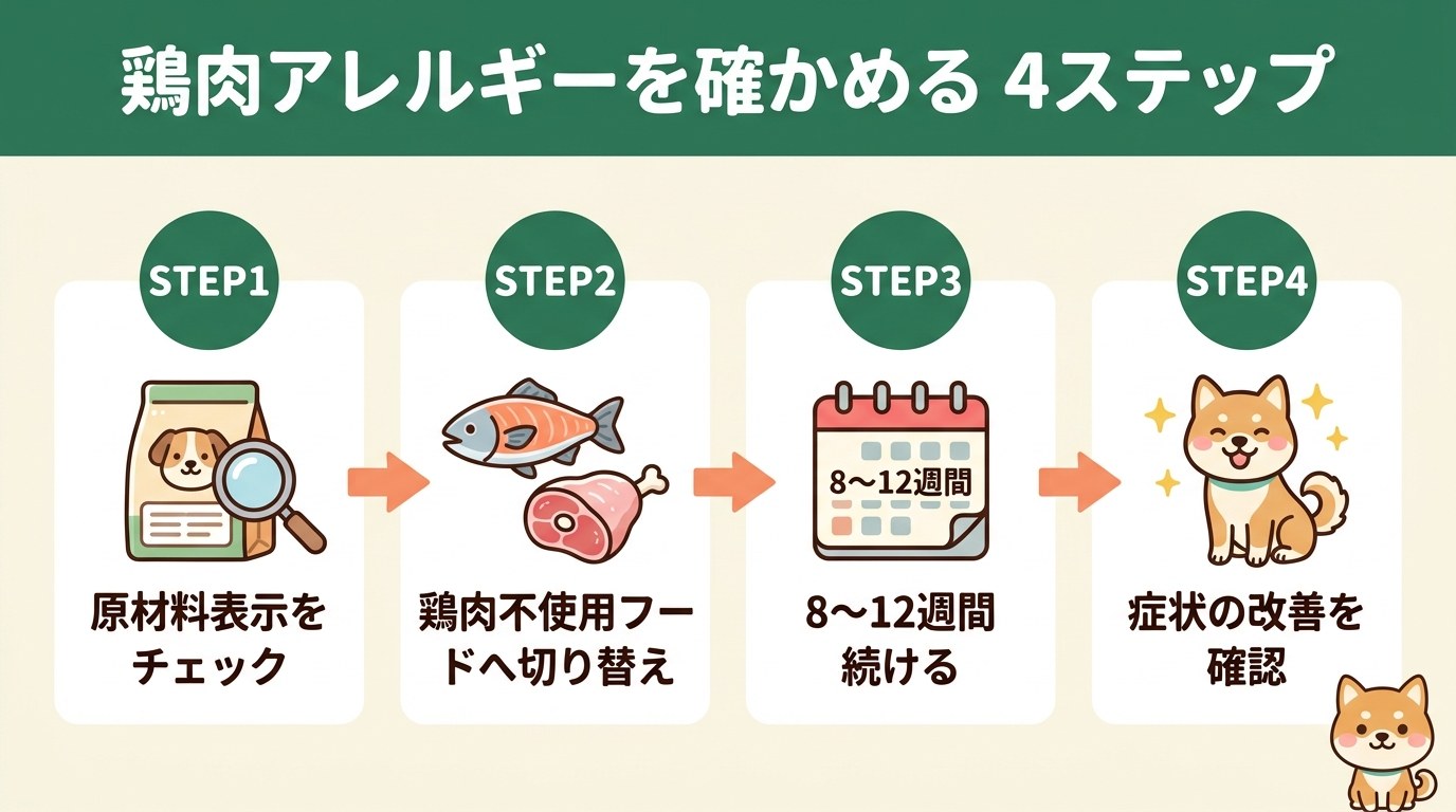 鶏肉アレルギーを確かめる4ステップ